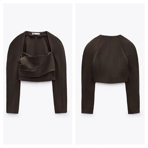 VOLUMINOUS DRAPED TOP  BROWN / TAUPE